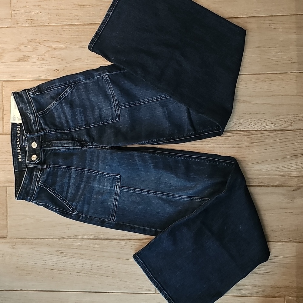 American Eagle Dreamy Drape Super High Rise Baggy Wide Leg Jeans-23W 000 Regular - Picture 2 of 7